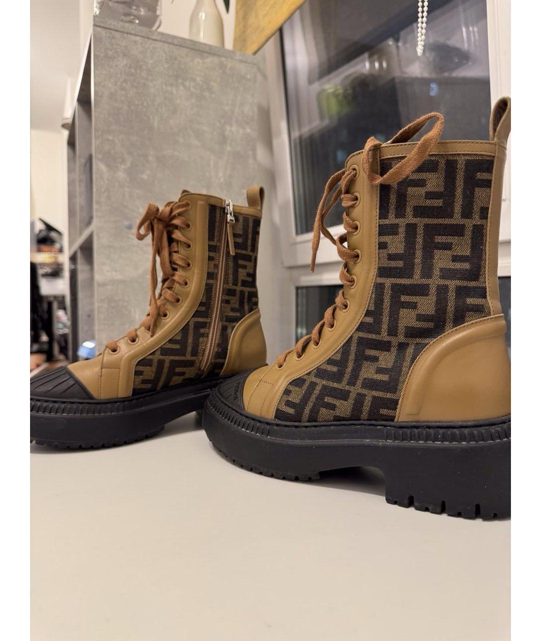 FENDI Коричневые кожаные ботинки, фото 2