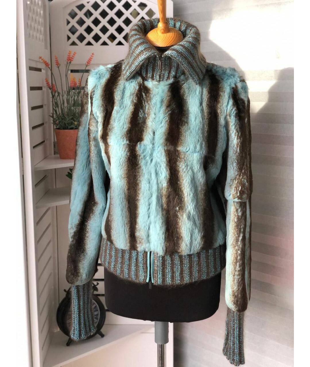 ICEBERG Бирюзовая меховая куртка, фото 9