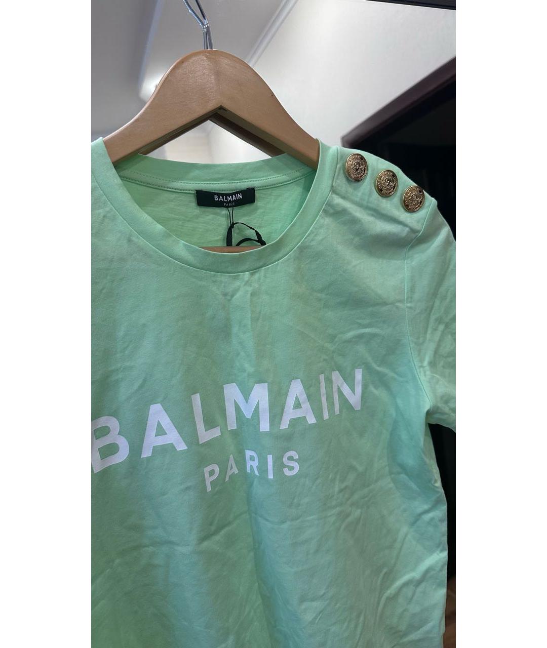 BALMAIN Салатовая хлопковая футболка, фото 2