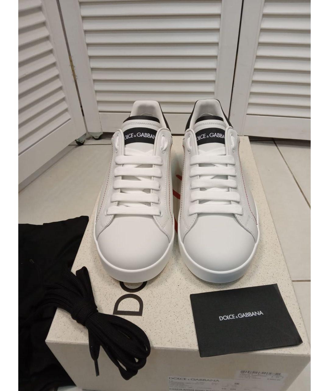 DOLCE&GABBANA Белые кожаные кеды, фото 2