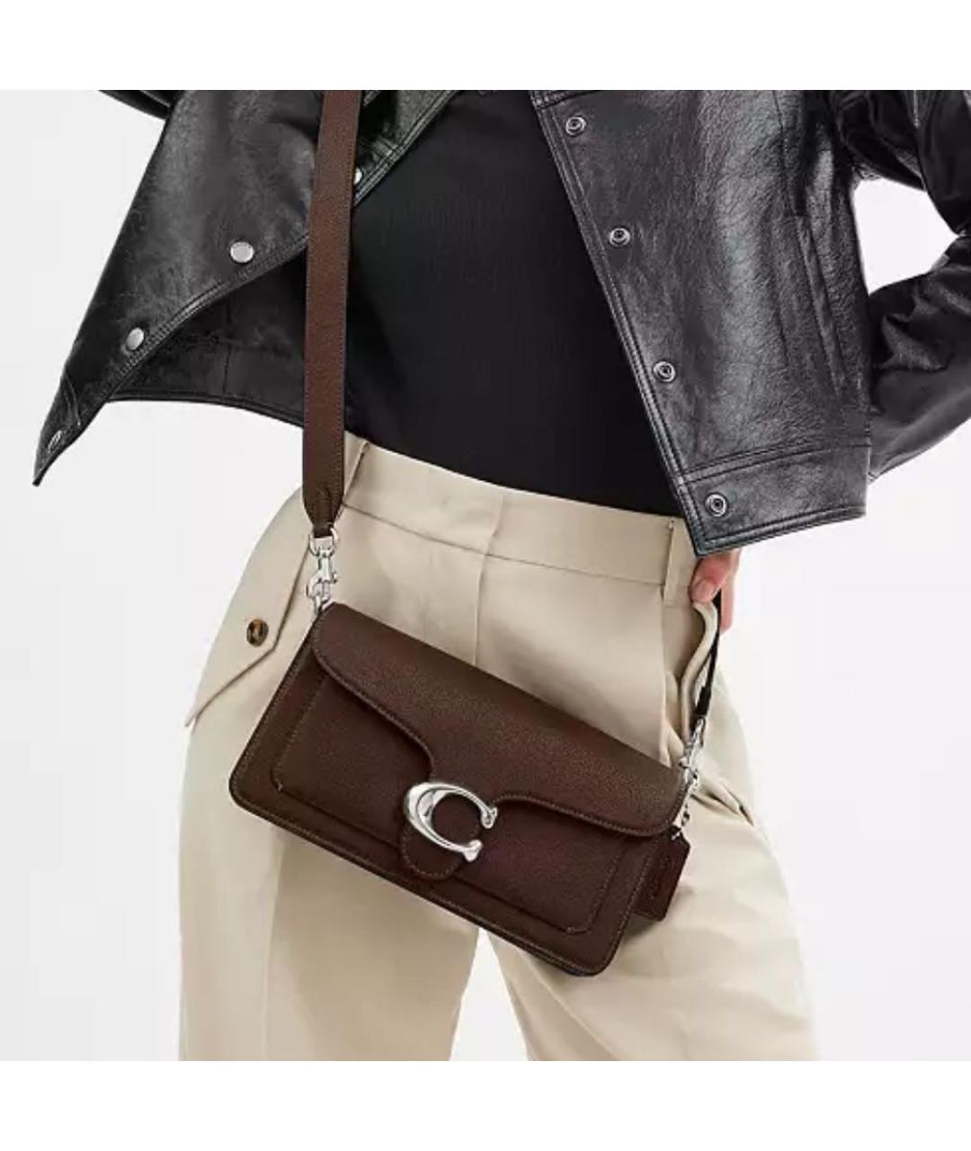 COACH Коричневая кожаная сумка через плечо, фото 5