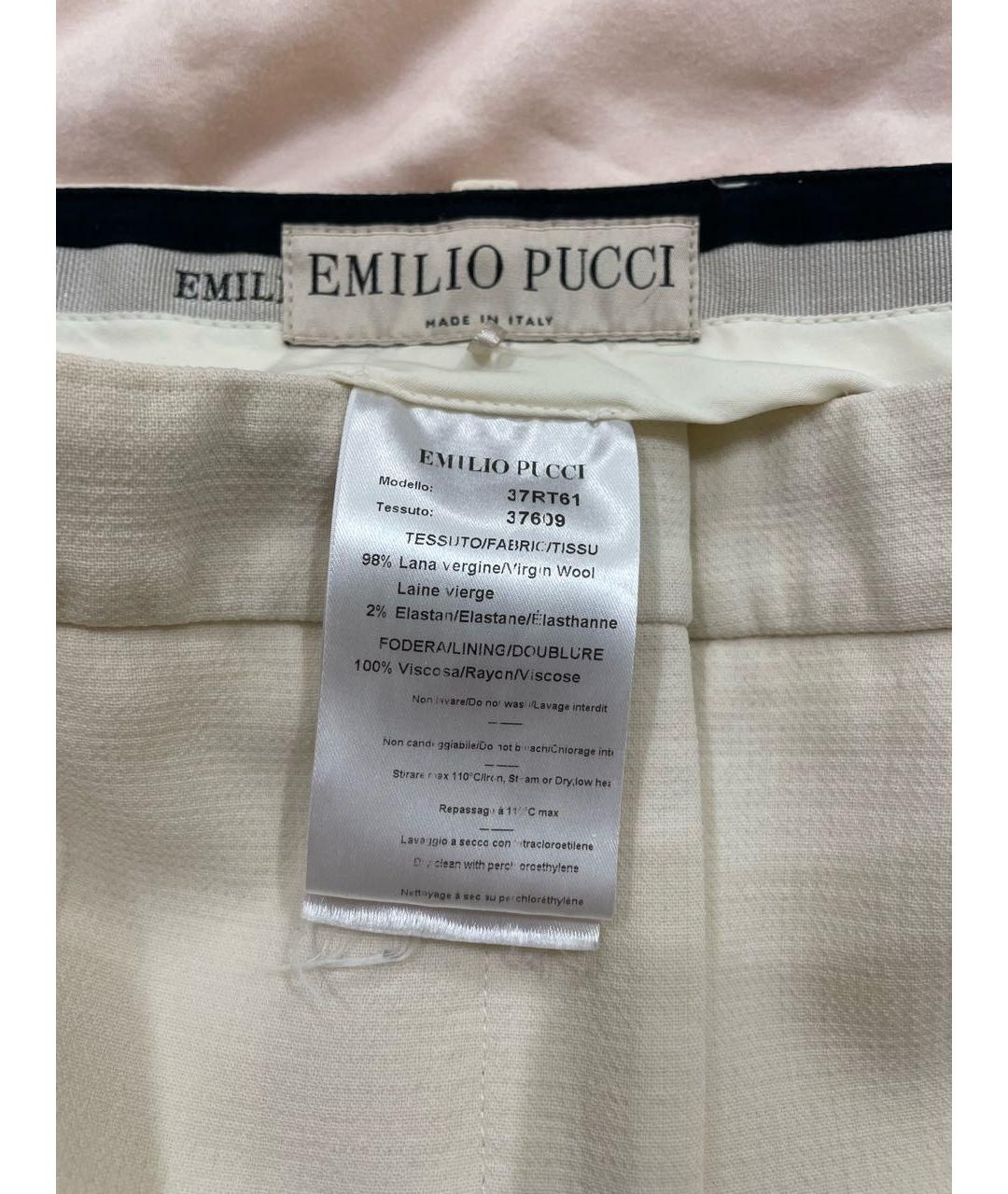 EMILIO PUCCI Бежевые шерстяные брюки узкие, фото 3