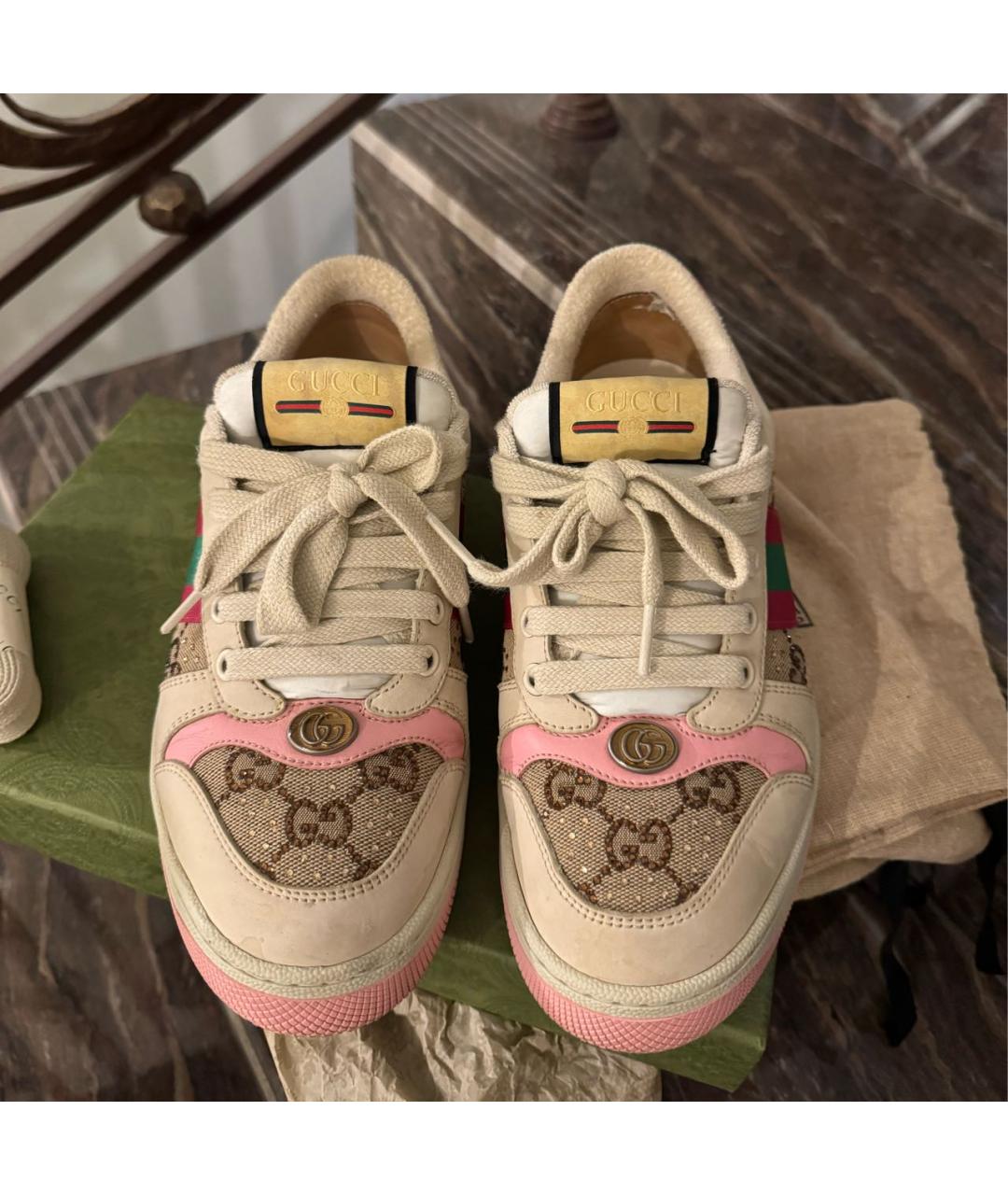GUCCI Бежевые замшевые кеды, фото 3