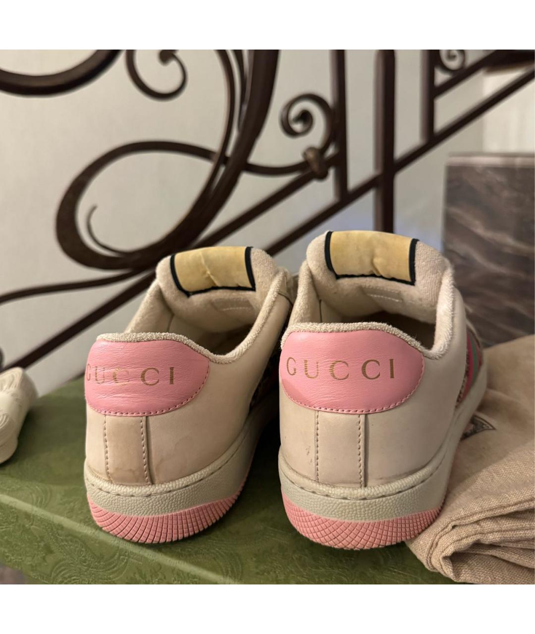 GUCCI Бежевые замшевые кеды, фото 4