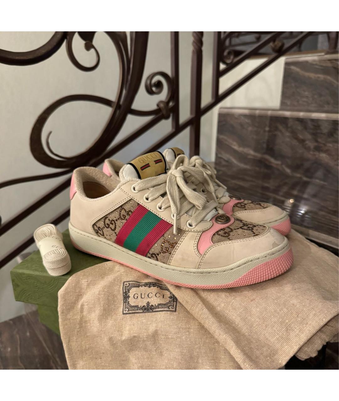 GUCCI Бежевые замшевые кеды, фото 2