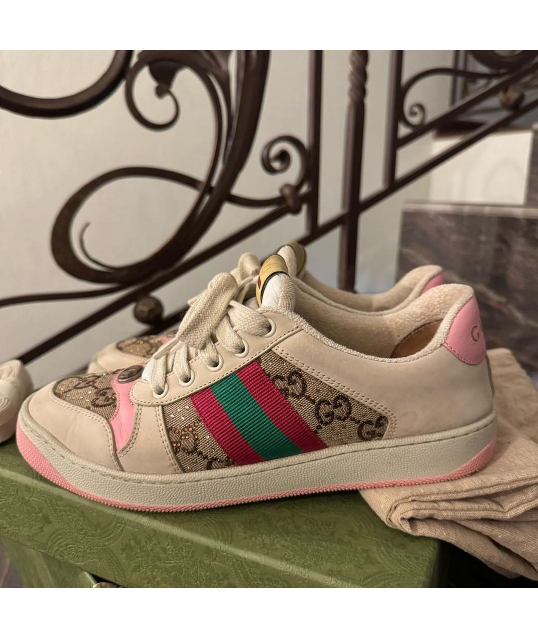 GUCCI Бежевые замшевые кеды, фото 7