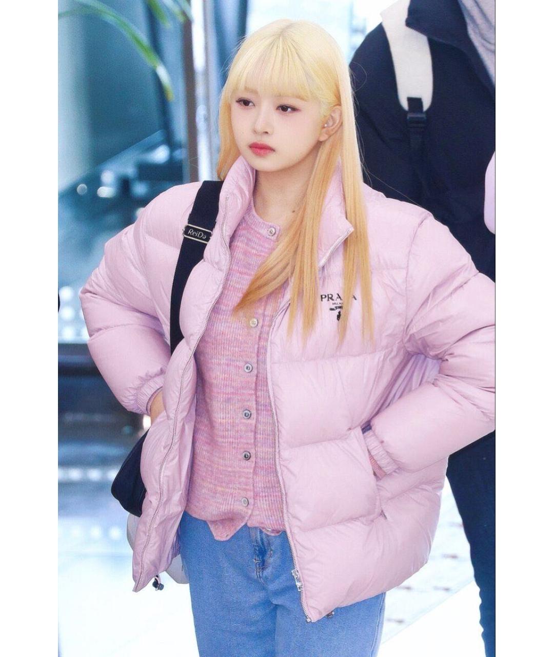 PRADA Розовый полиамидовый пуховик, фото 7