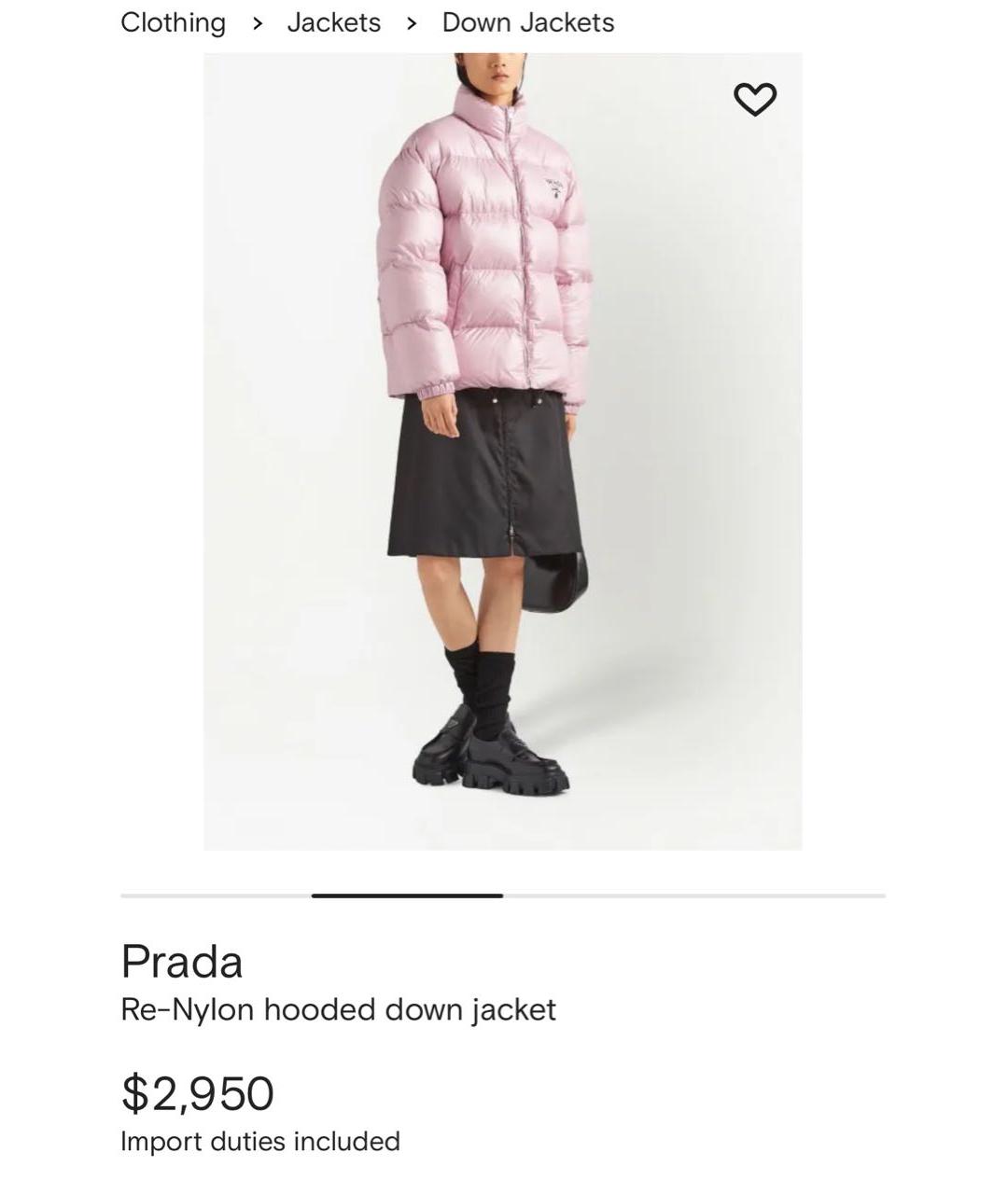 PRADA Розовый полиамидовый пуховик, фото 5