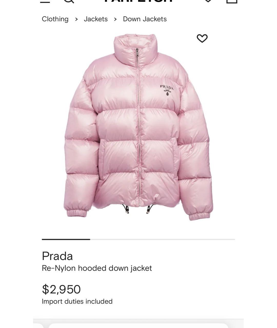 PRADA Розовый полиамидовый пуховик, фото 4