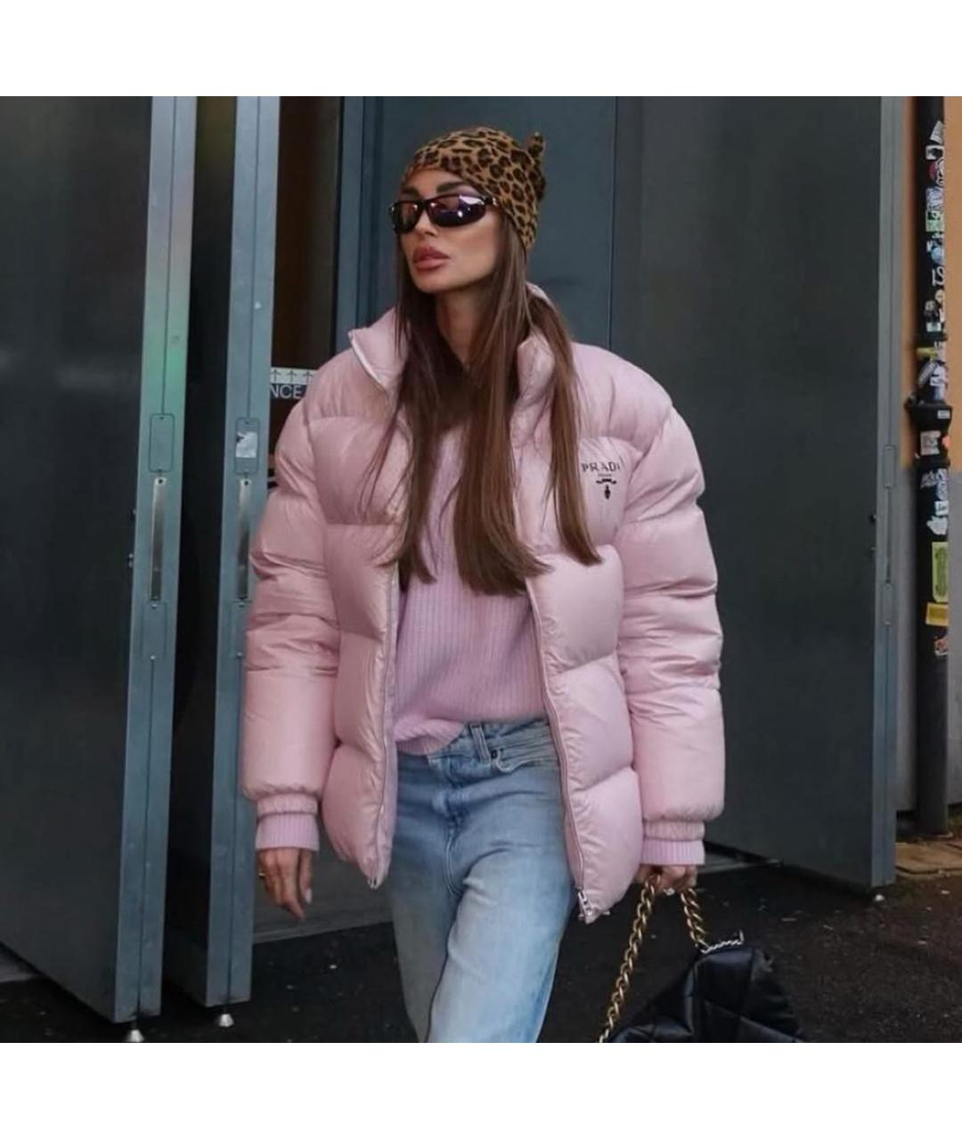 PRADA Розовый полиамидовый пуховик, фото 2