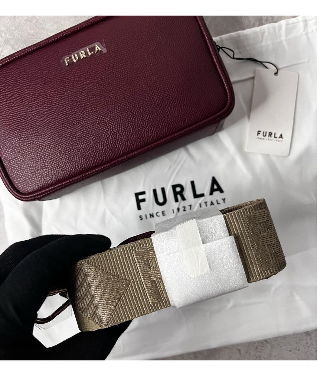 FURLA Бордовая кожаная сумка через плечо, фото 7