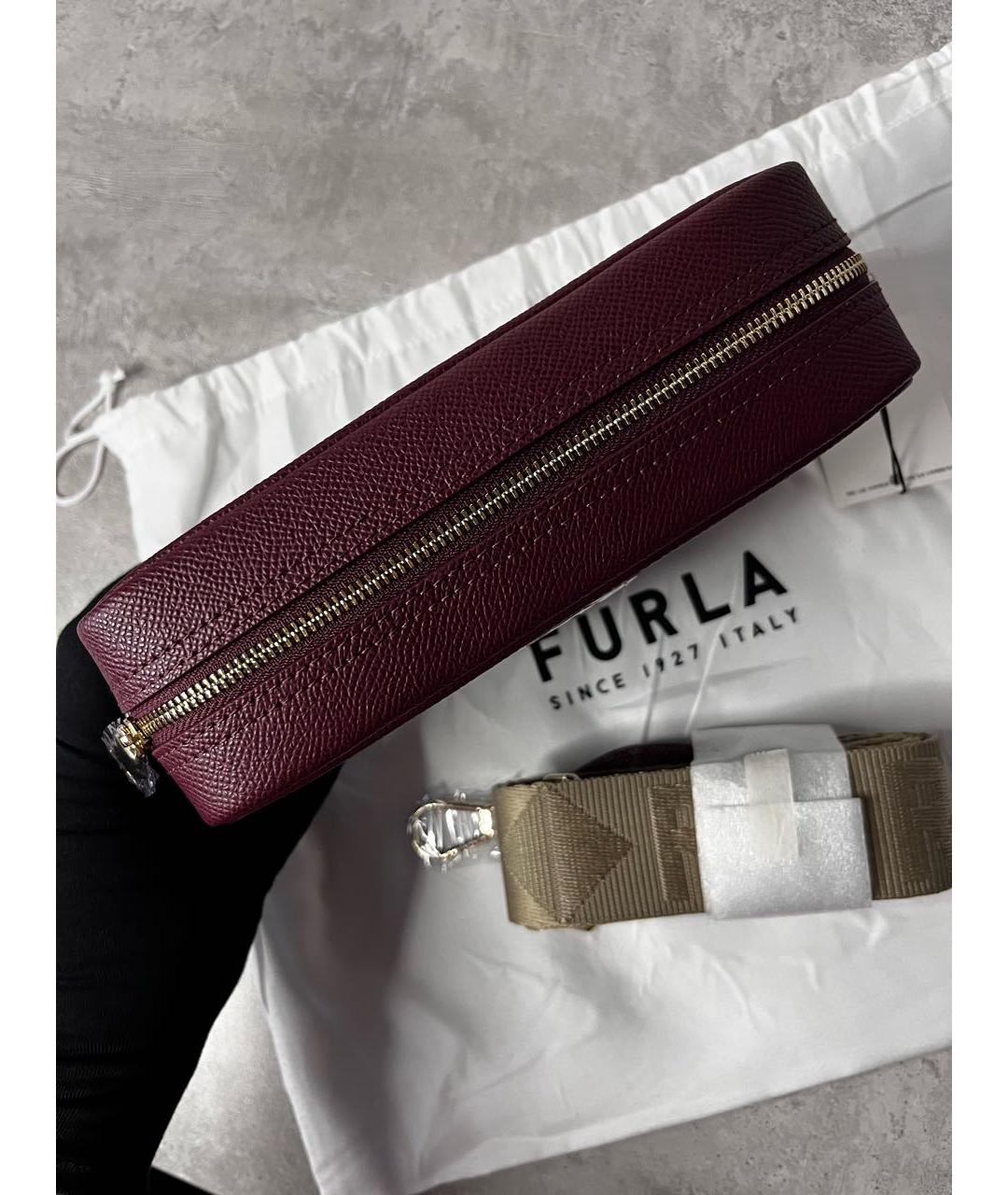 FURLA Бордовая кожаная сумка через плечо, фото 4