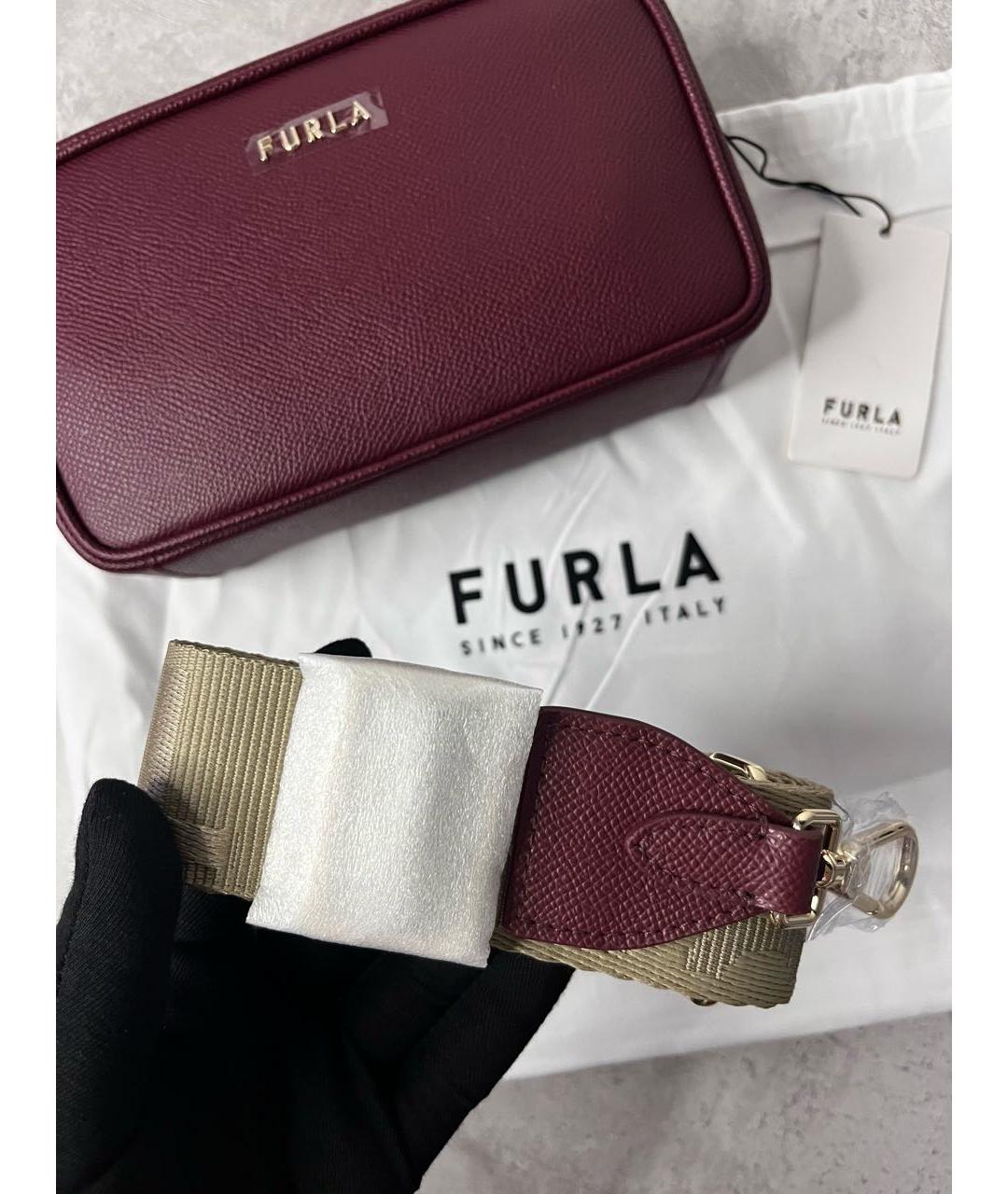 FURLA Бордовая кожаная сумка через плечо, фото 6