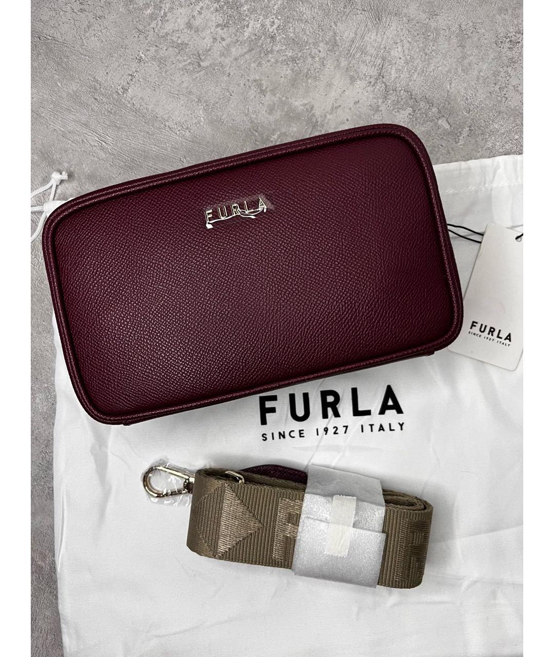 FURLA Бордовая кожаная сумка через плечо, фото 2