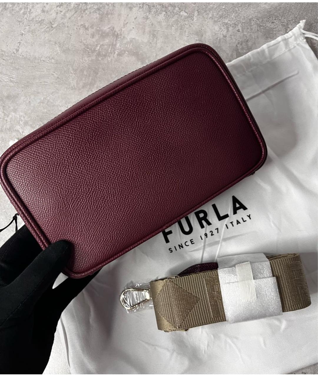 FURLA Бордовая кожаная сумка через плечо, фото 3