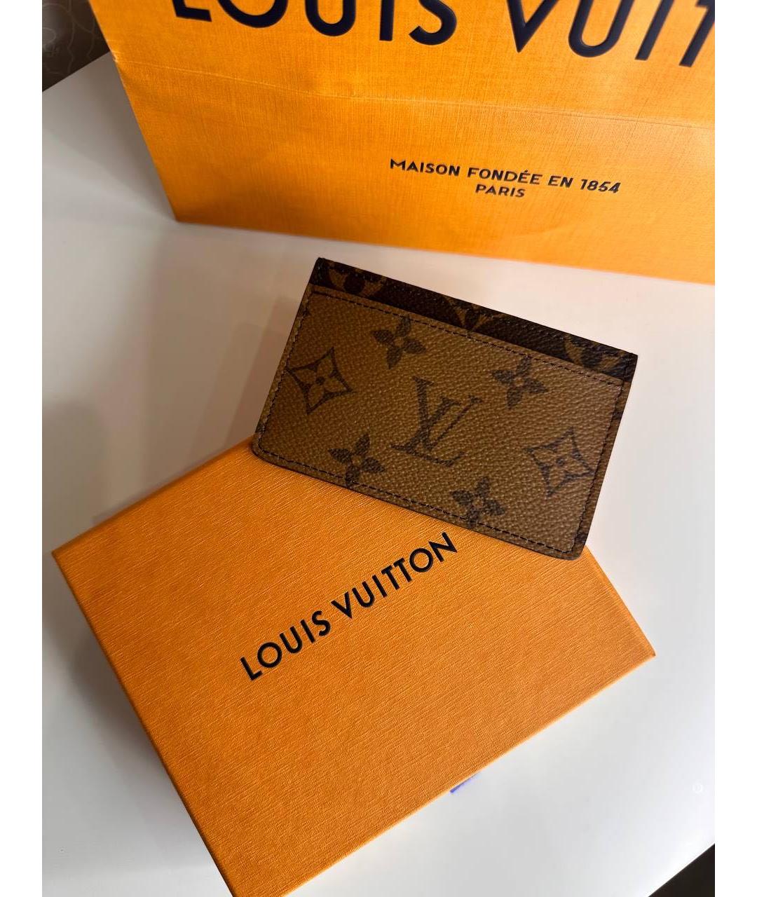 LOUIS VUITTON Коричневый кардхолдер, фото 3