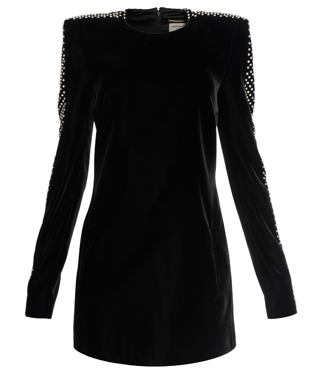 SAINT LAURENT Черное бархатное повседневное платье, фото 1