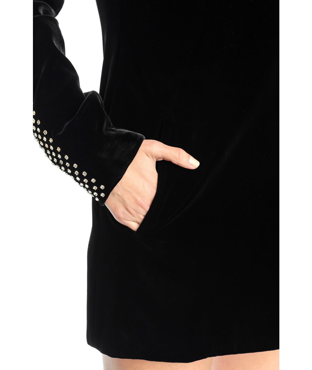 SAINT LAURENT Черное бархатное повседневное платье, фото 7