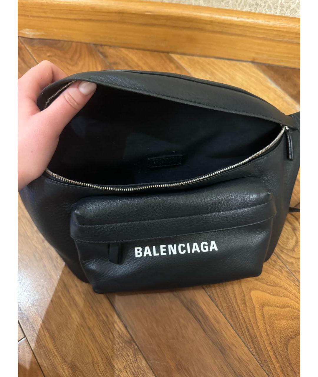 BALENCIAGA Черная кожаная поясная сумка, фото 3