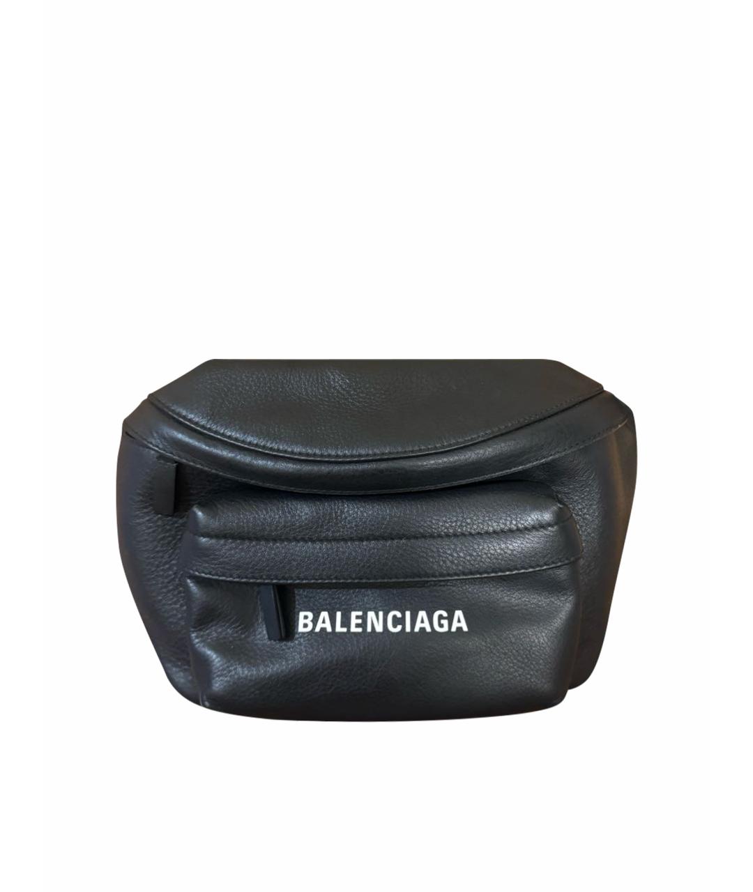 BALENCIAGA Черная кожаная поясная сумка, фото 1