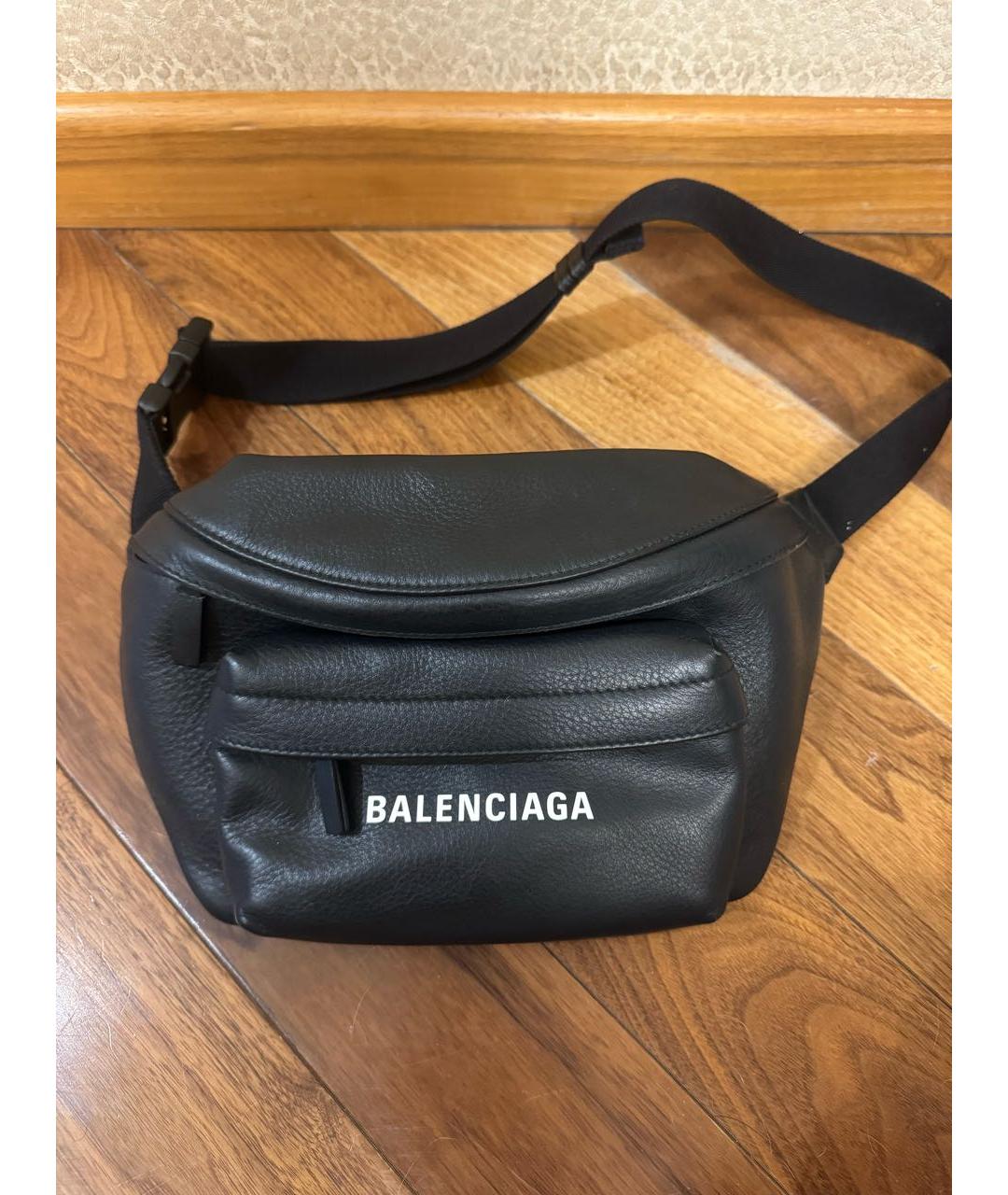 BALENCIAGA Черная кожаная поясная сумка, фото 5