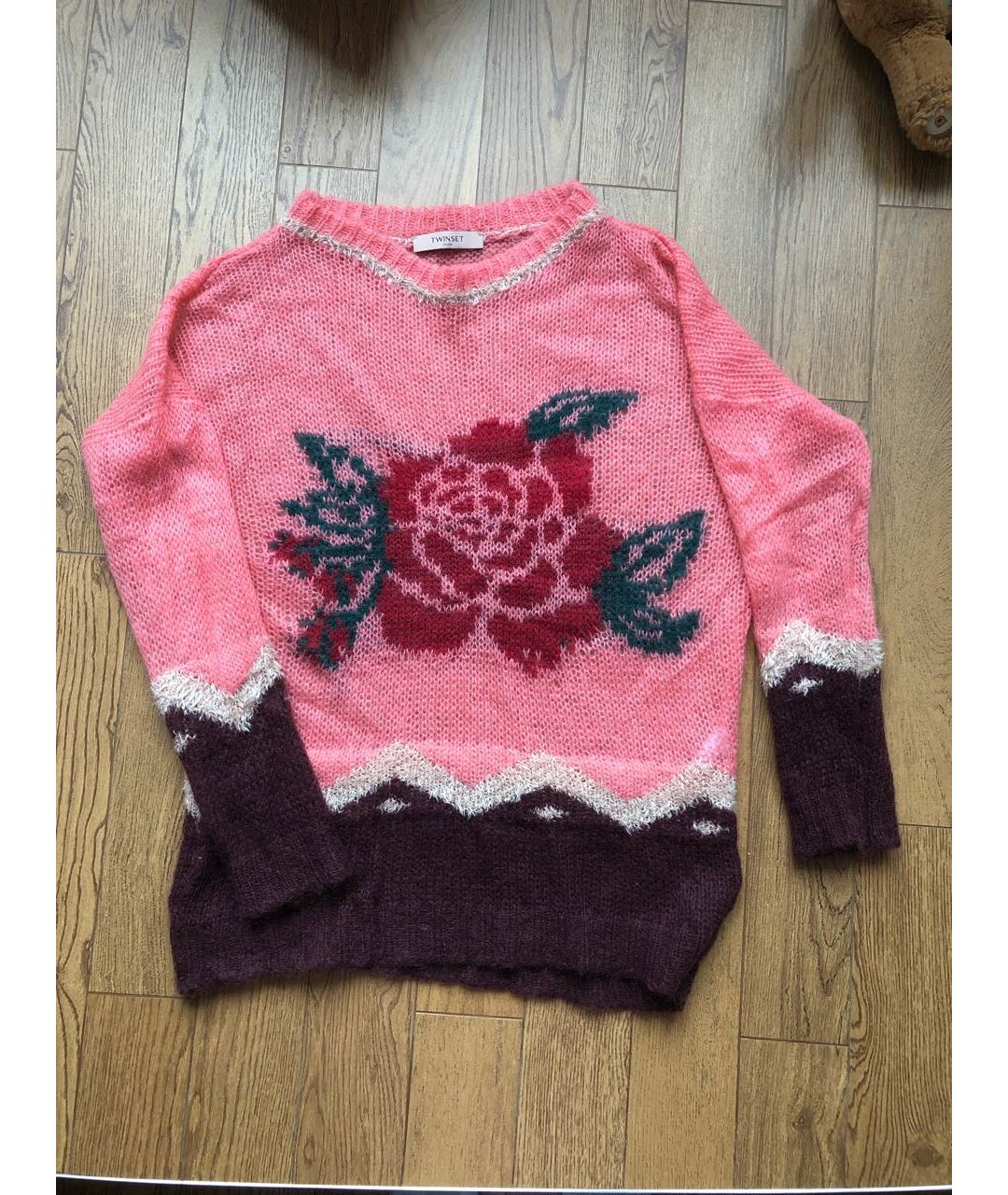 TWIN-SET Розовый шерстяной джемпер / свитер, фото 6