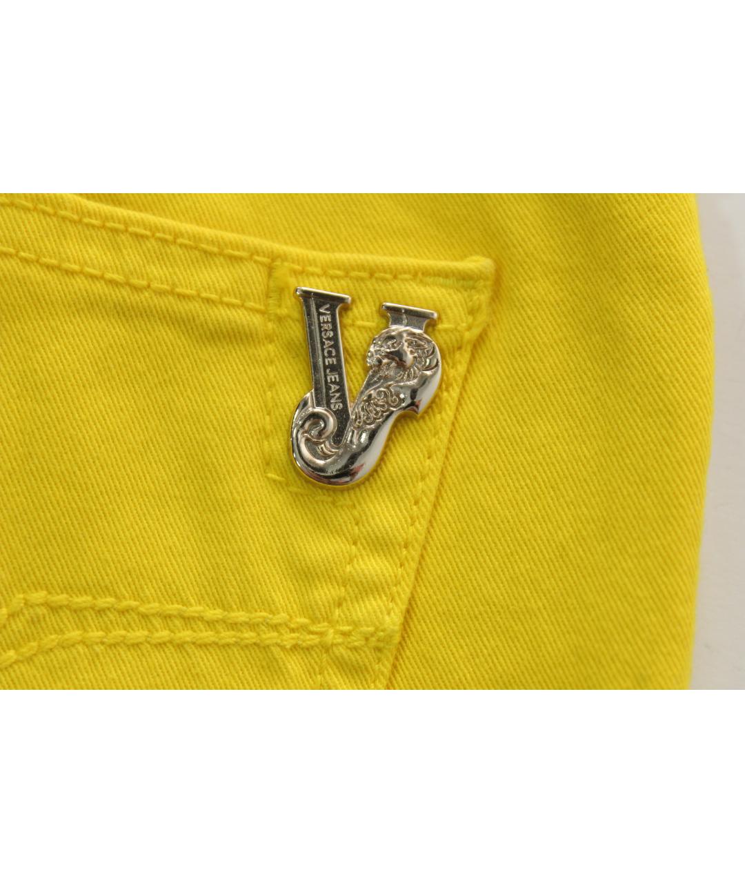 VERSACE JEANS COUTURE Желтые хлопко-эластановые джинсы слим, фото 4