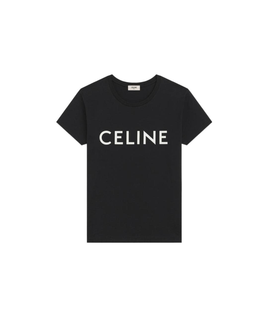 CELINE Черная хлопковая футболка, фото 1