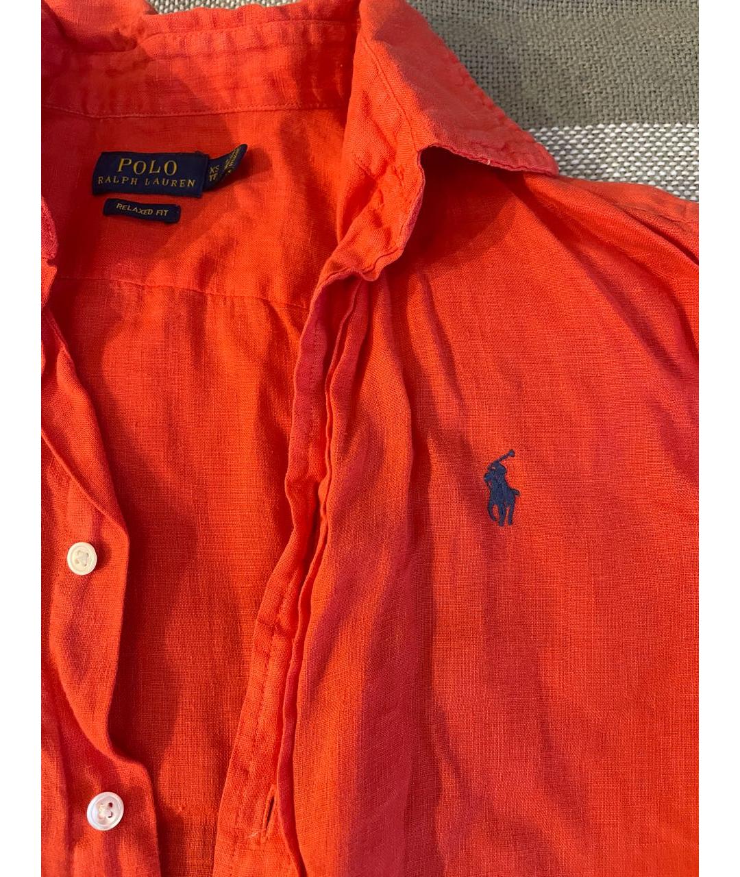 POLO RALPH LAUREN Оранжевая льняная рубашка, фото 5