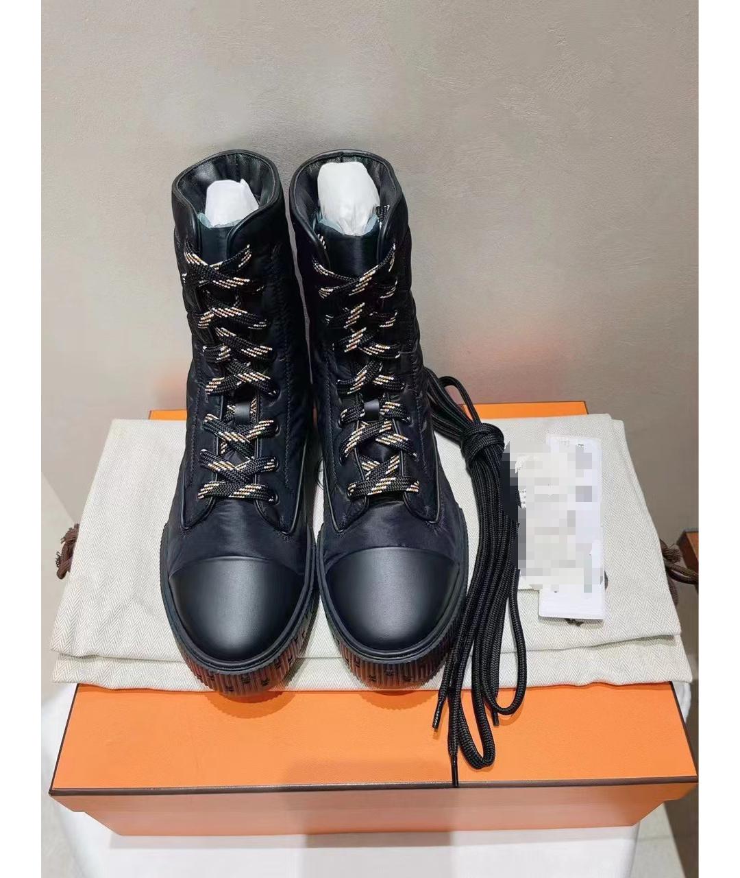 HERMES Черные кожаные ботинки, фото 5