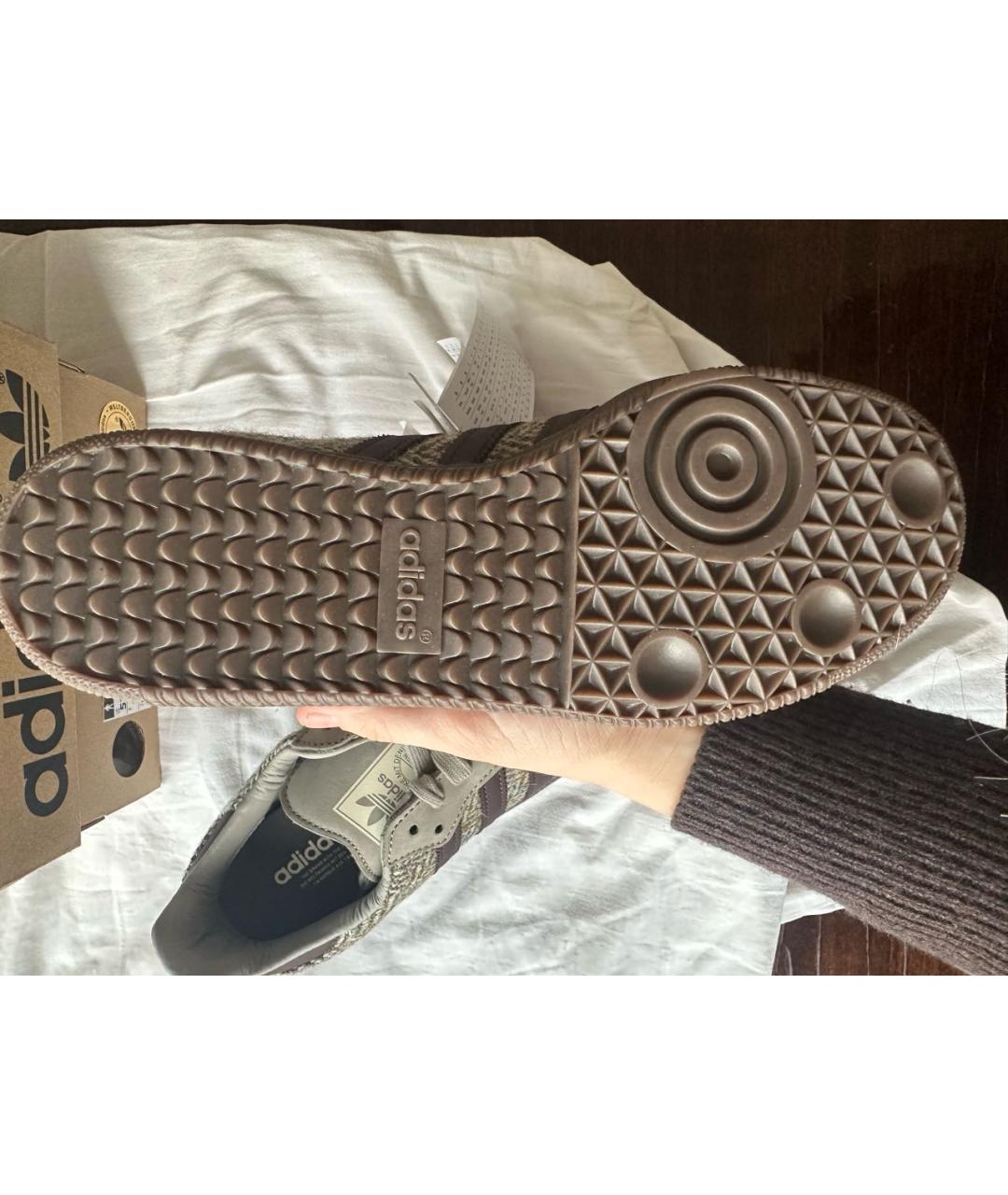 ADIDAS Бежевые кожаные кроссовки, фото 5