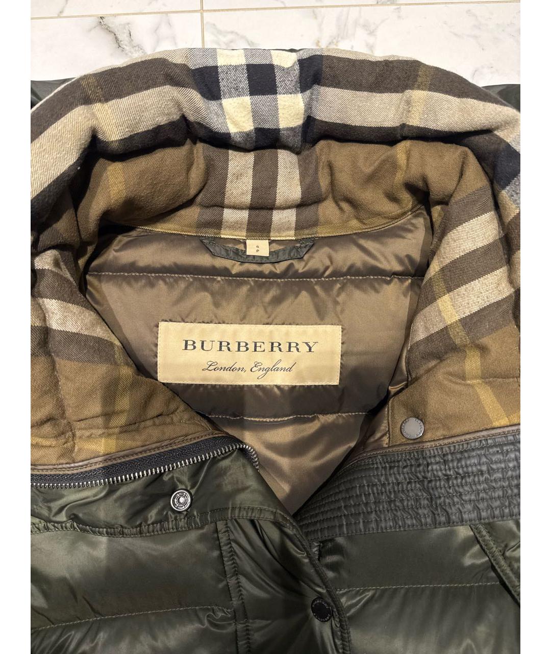 BURBERRY Зеленый полиамидовый пуховик, фото 3