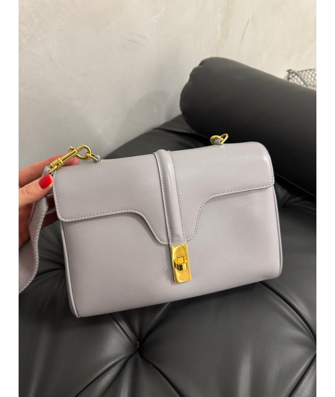 CELINE Голубая кожаная сумка через плечо, фото 5