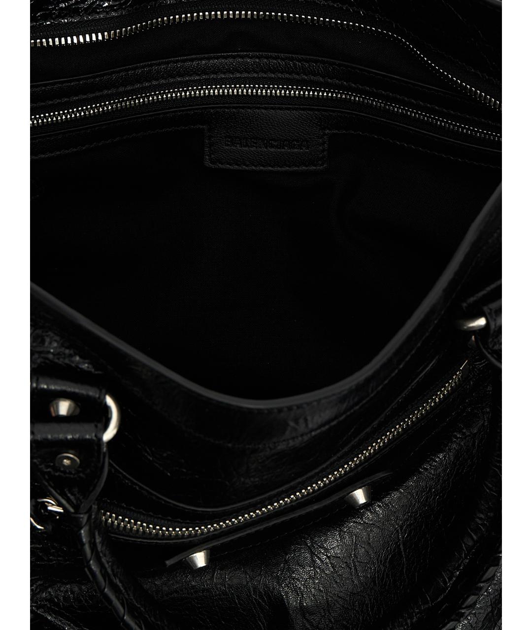 BALENCIAGA Черная кожаная сумка тоут, фото 4
