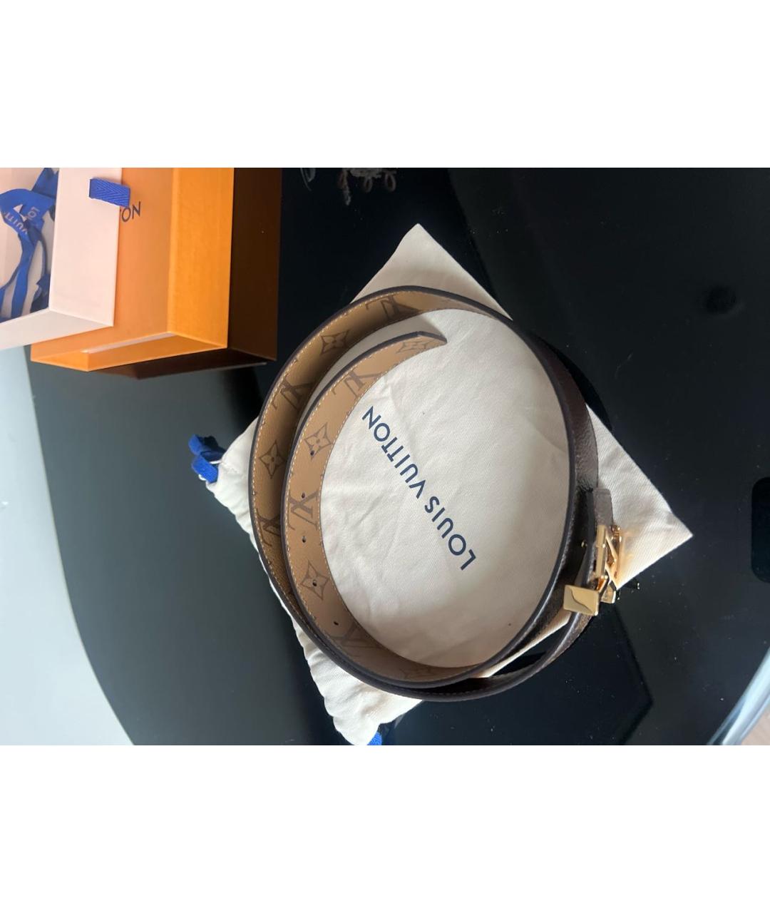 LOUIS VUITTON Коричневый кожаный ремень, фото 3