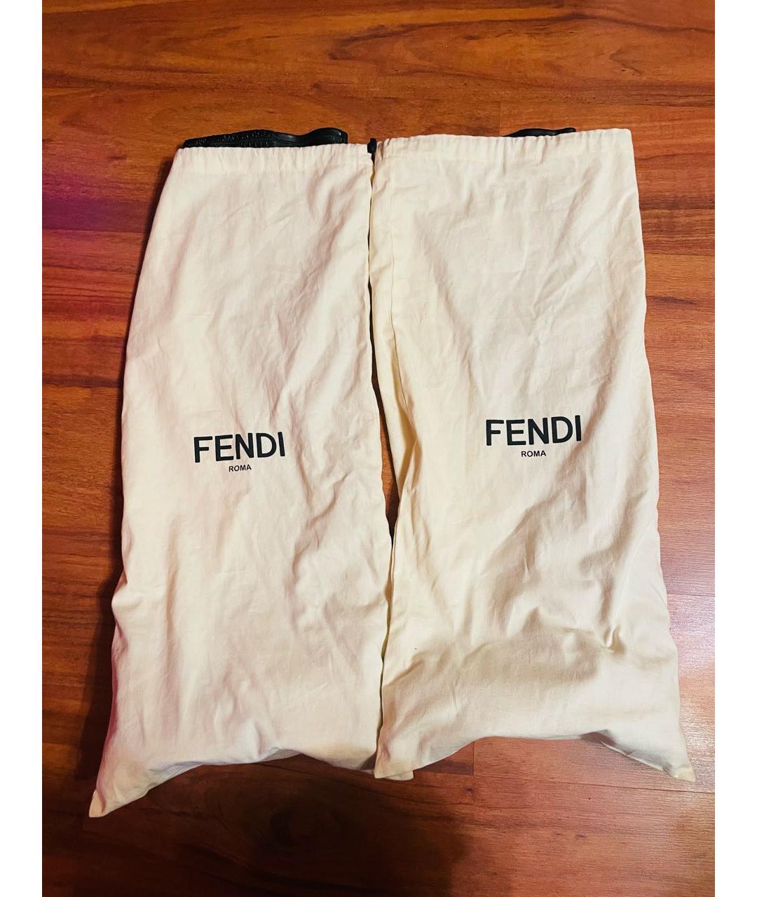 FENDI Черные кожаные ботфорты, фото 5