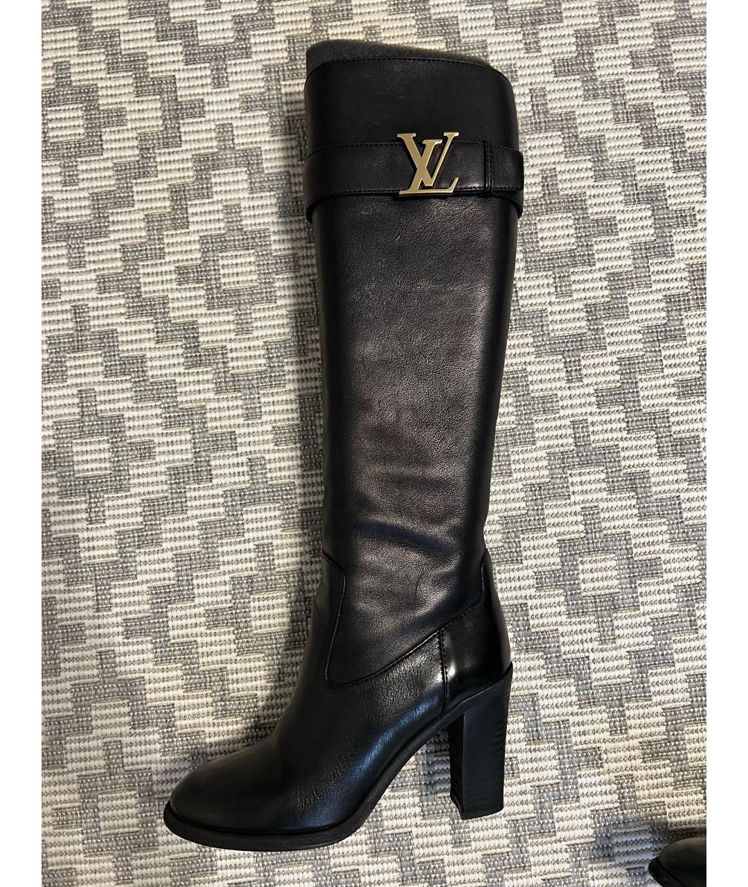 LOUIS VUITTON Черные кожаные сапоги, фото 6