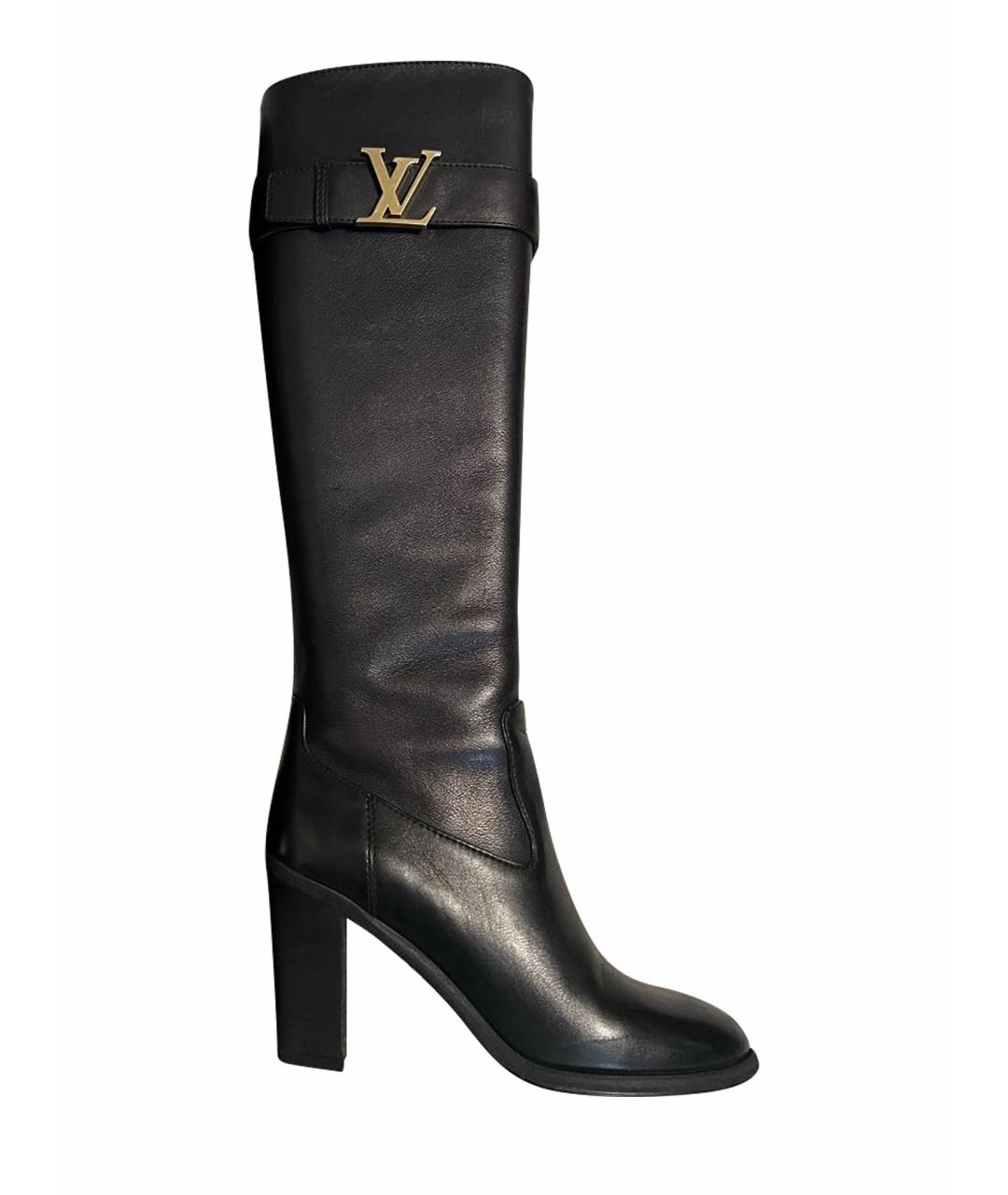 LOUIS VUITTON Черные кожаные сапоги, фото 1