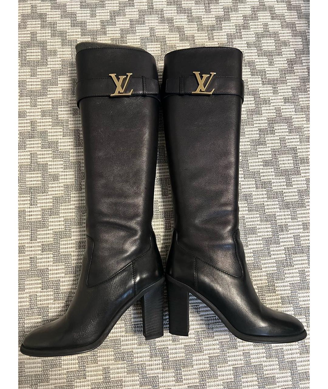 LOUIS VUITTON Черные кожаные сапоги, фото 8