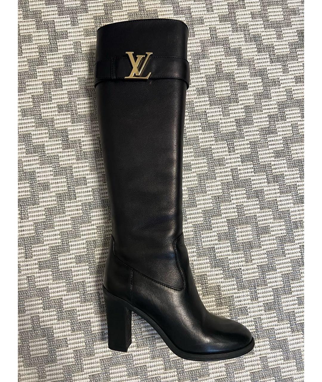 LOUIS VUITTON Черные кожаные сапоги, фото 4