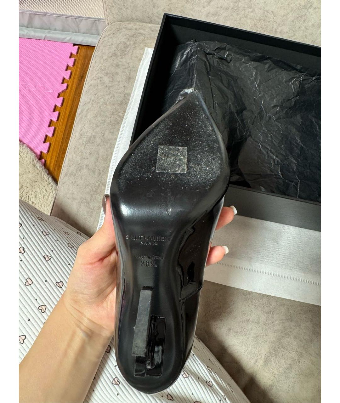 SAINT LAURENT Черные туфли из лакированной кожи, фото 7