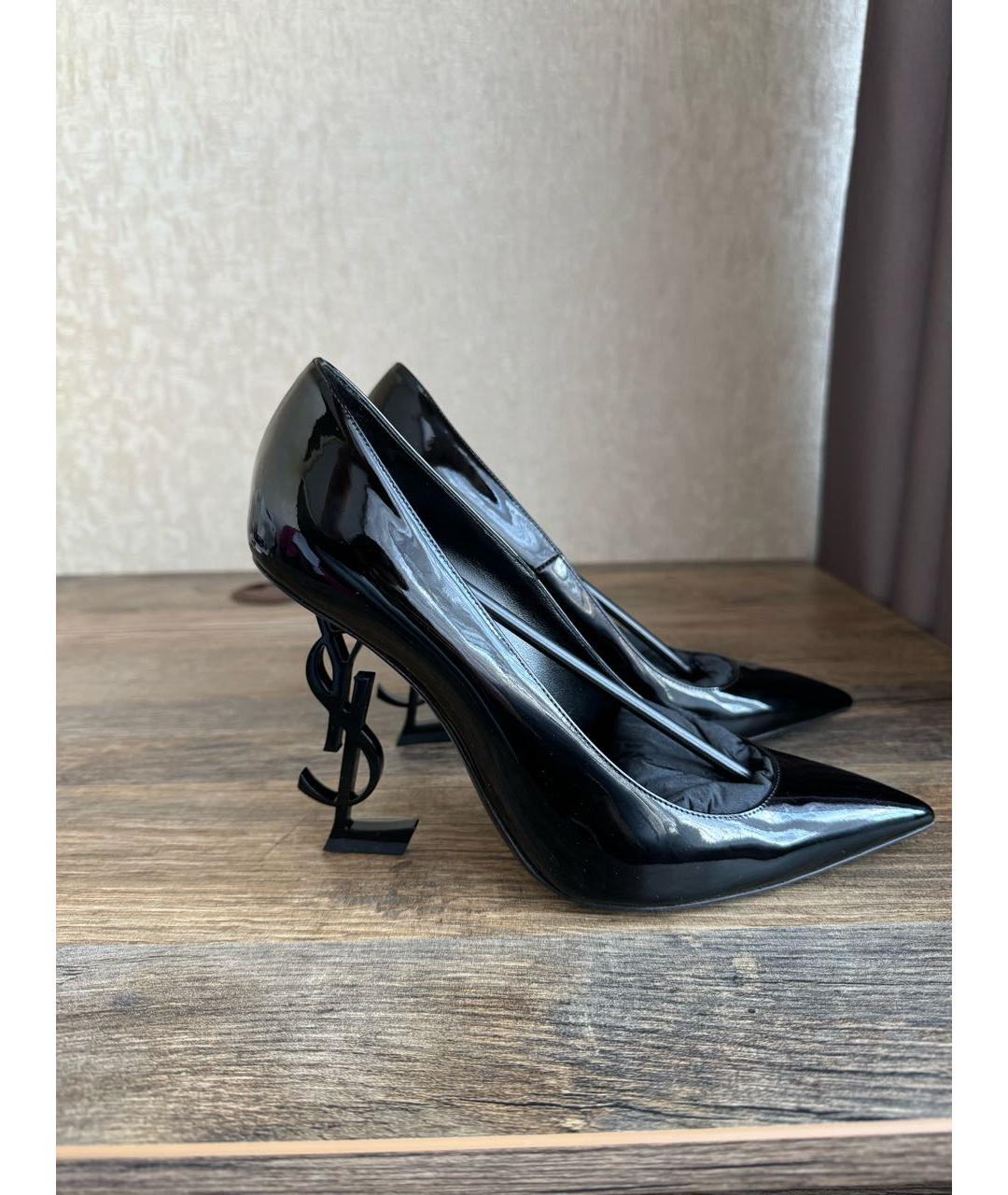 SAINT LAURENT Черные туфли из лакированной кожи, фото 9