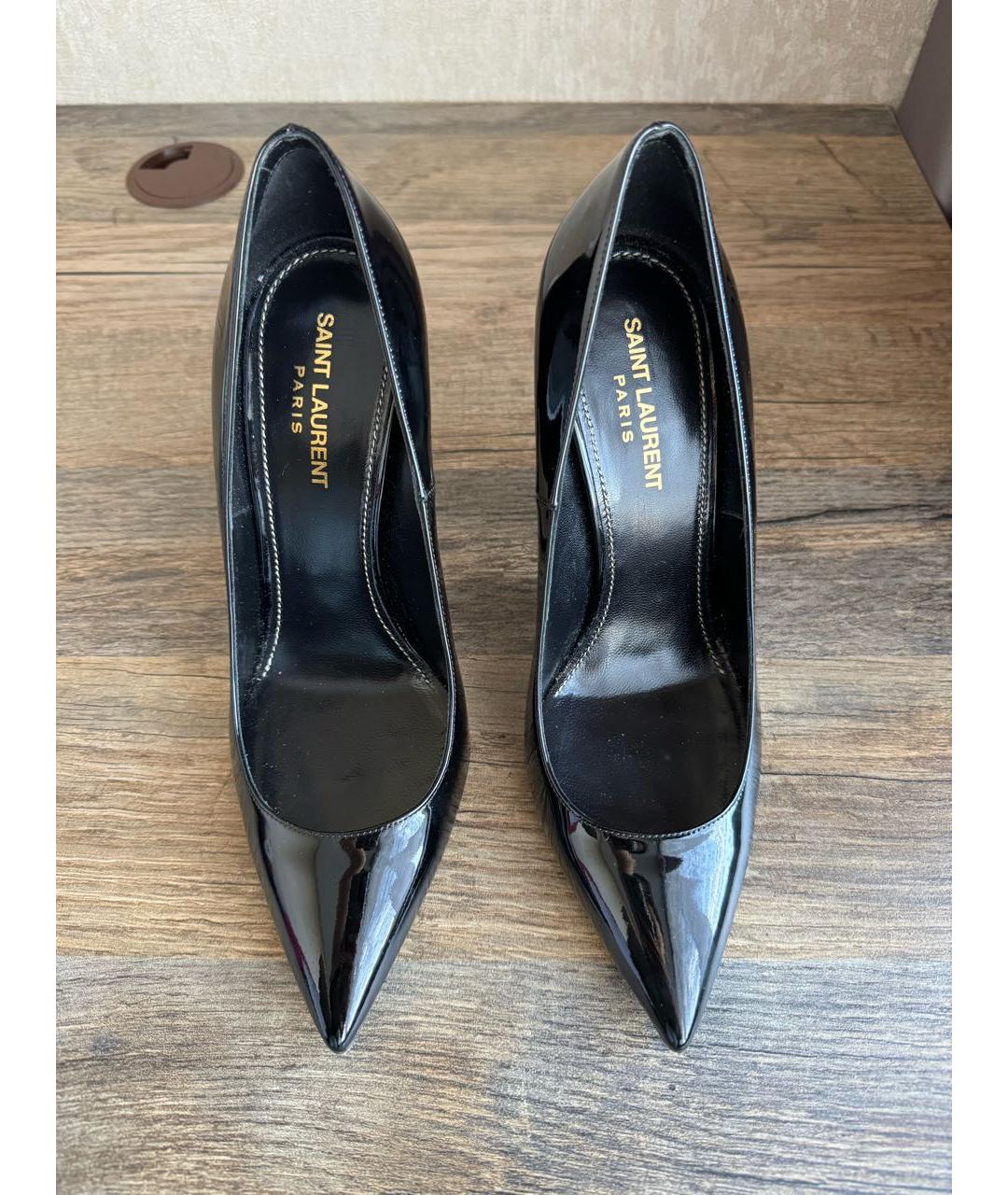SAINT LAURENT Черные туфли из лакированной кожи, фото 2