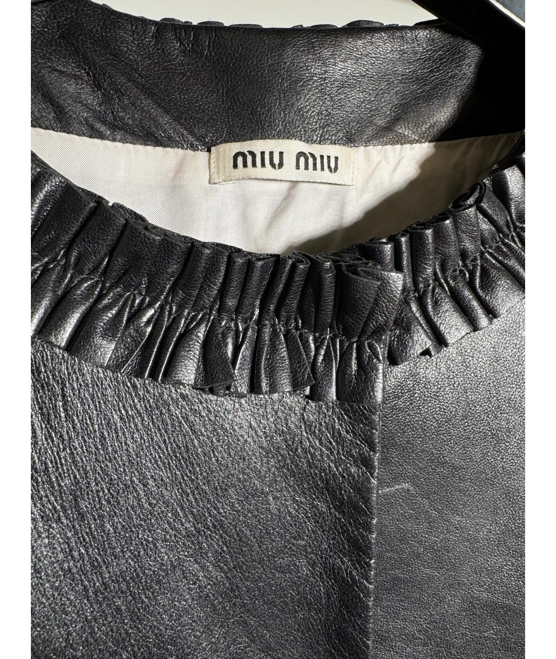 MIU MIU Черное кожаное повседневное платье, фото 6