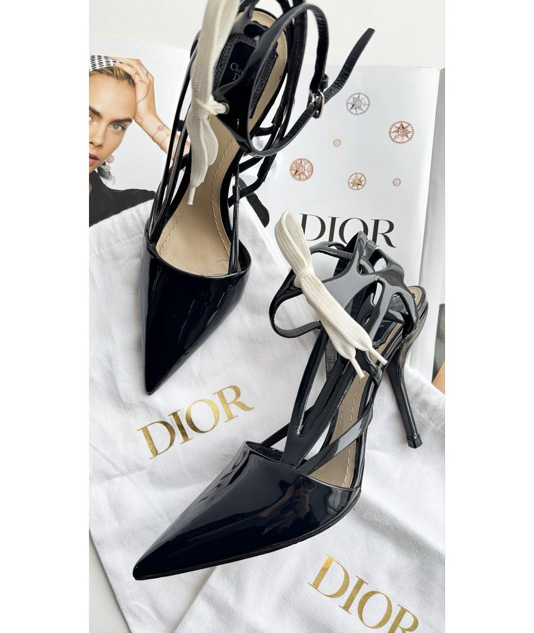 CHRISTIAN DIOR Темно-синие туфли из лакированной кожи, фото 2