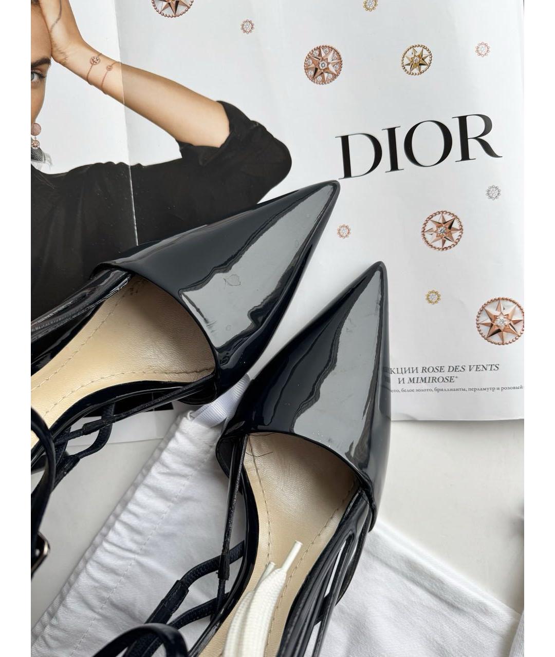 CHRISTIAN DIOR Темно-синие туфли из лакированной кожи, фото 4