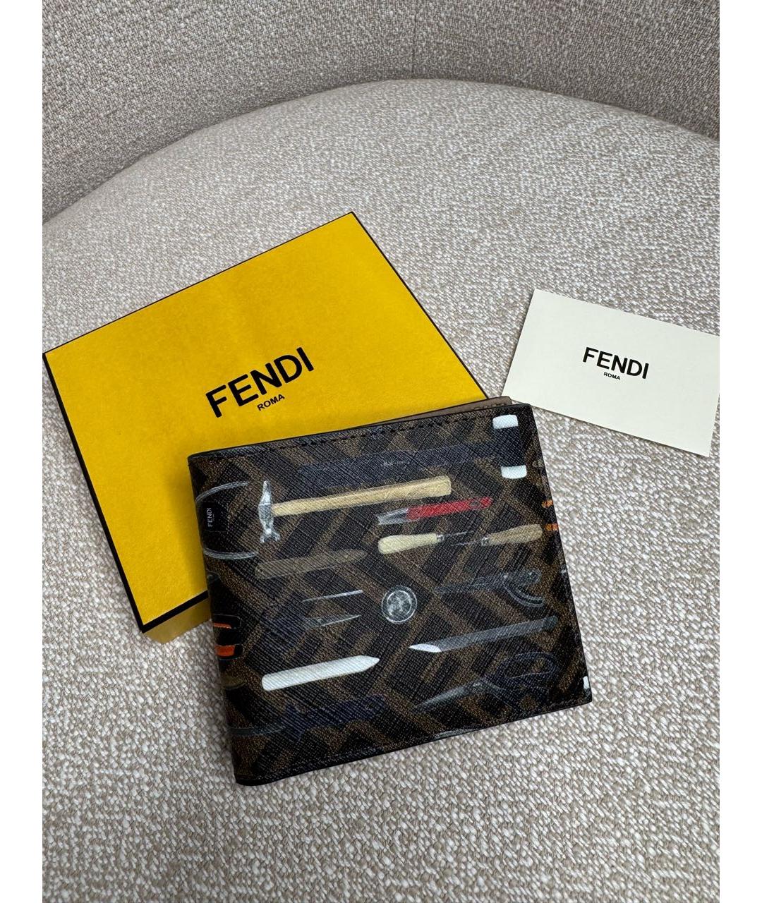 FENDI Коричневый кожаный кошелек, фото 7