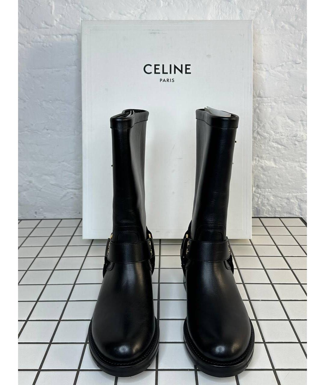CELINE Черные кожаные сапоги, фото 7