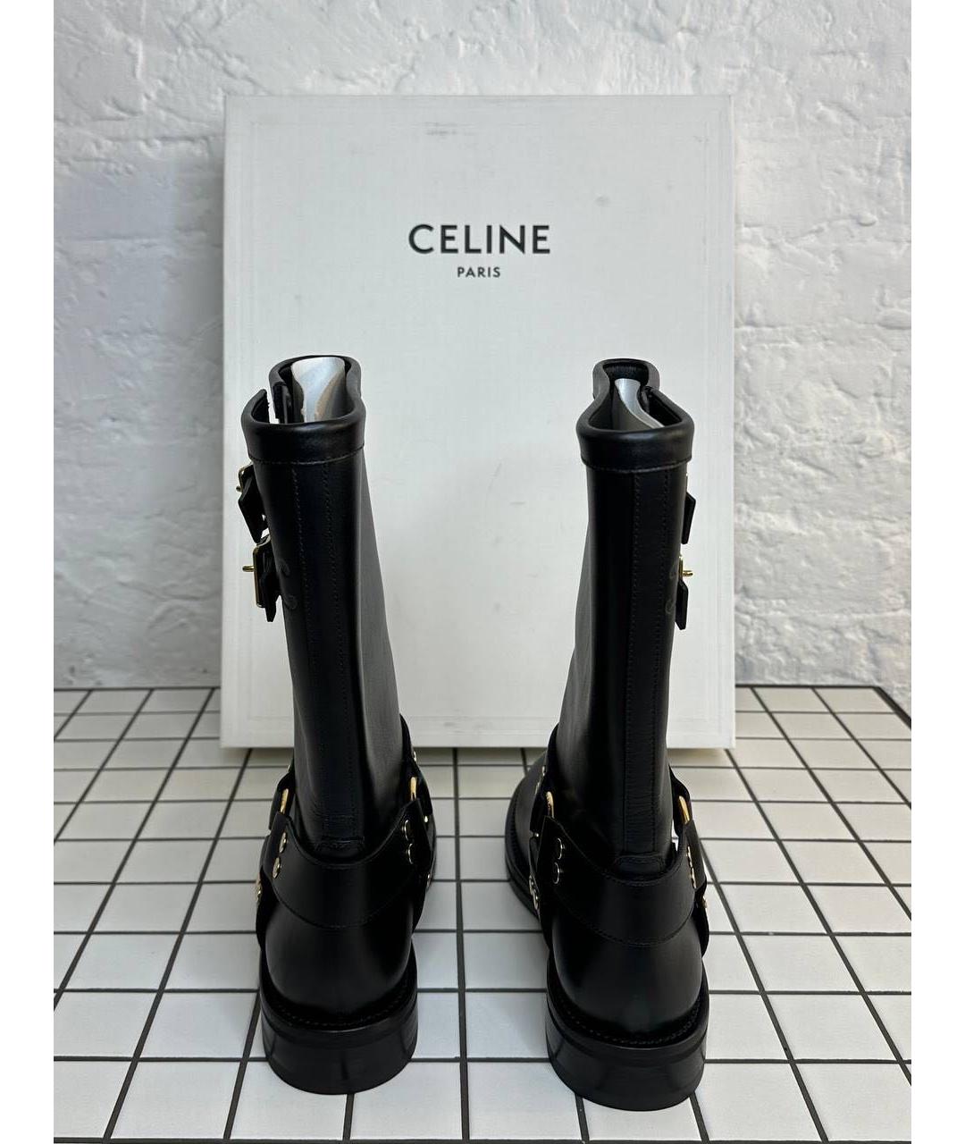 CELINE Черные кожаные сапоги, фото 2