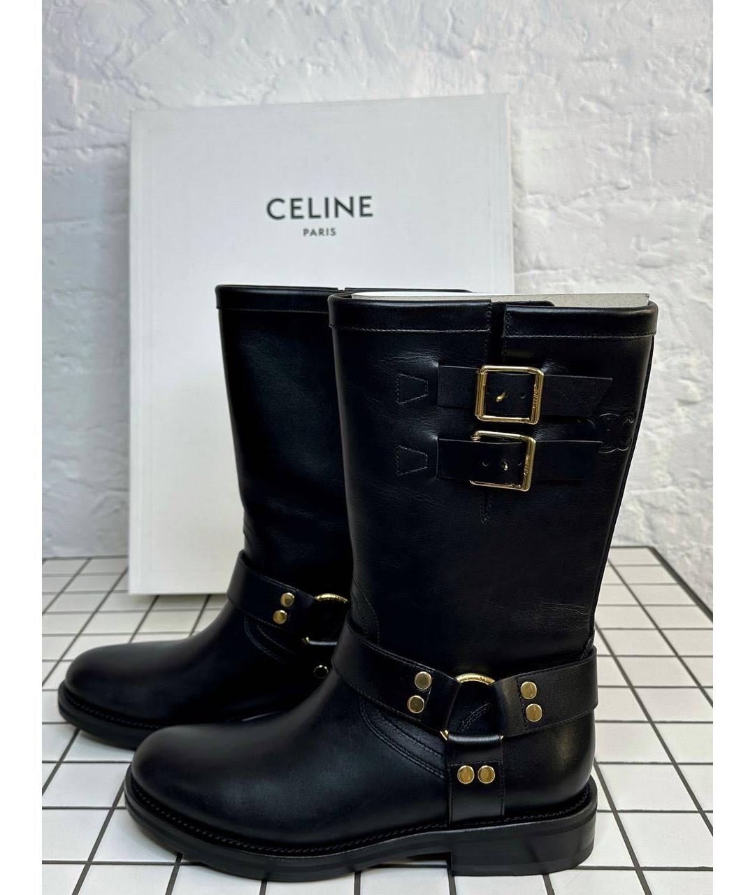 CELINE Черные кожаные сапоги, фото 8